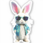 Rabbit Sticker with Jacket and Sunglasses シール (正面)