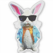Rabbit Sticker with Jacket and Sunglasses シール (正面)