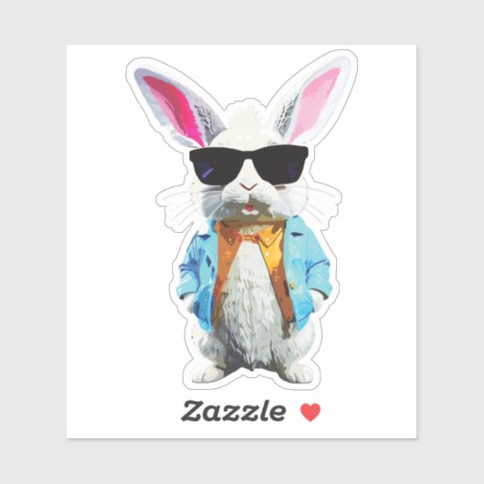 Rabbit Sticker with Jacket and Sunglasses シール (シート)