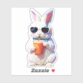 Rabbit Sticker with Sunglasses and Drink シール (シート)
