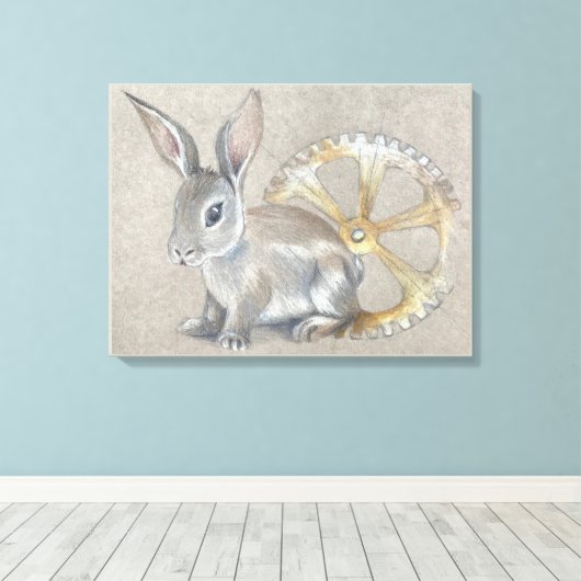Rabbit Stretched Canvas Print キャンバスプリント (インサイチュ (ウッドフロア))
