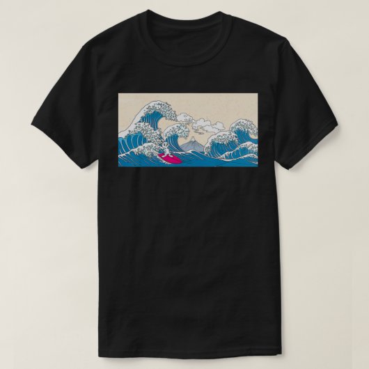 Rabbit Surfing Great Wave Off Kanagawa Surfer Rabb Tシャツ (デザイン正面)