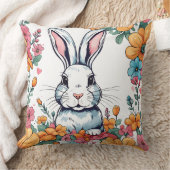 Rabbit surrounded by flowers クッション (ブランケット)