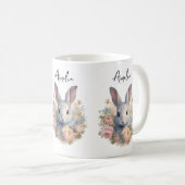Rabbit Surrounded by Pastel Flowers Cute コーヒーマグカップ (正面右)