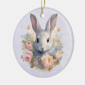 Rabbit Surrounded by Pastel Flowers Cute セラミックオーナメント (左)
