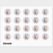 Rabbit Surrounded by Pastel Flowers Cute ラウンドシール (シート)