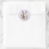 Rabbit Surrounded by Pastel Flowers Cute ラウンドシール (バッグ)