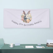 Rabbit Surrounded by Pastel Flowers Cute Birthday 横断幕 (トレードショー)