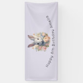 Rabbit Surrounded by Pastel Flowers Cute Birthday 横断幕 (縦)