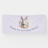 Rabbit Surrounded by Pastel Flowers Cute Birthday 横断幕 (横)