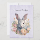 Rabbit Surrounded by Pastel Flowers Cute Easter シーズンカード (正面)