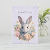 Rabbit Surrounded by Pastel Flowers Cute Easter シーズンカード (スタンド正面)