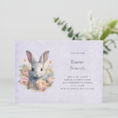 Rabbit Surrounded by Pastel Flowers Cute Easter 招待状 (スタンド正面)