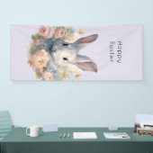 Rabbit Surrounded by Pastel Flowers Cute Easter 横断幕 (トレードショー)