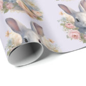 Rabbit Surrounded by Pastel Flowers Cute Pattern ラッピングペーパー (ロールコーナー)