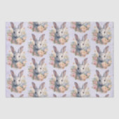 Rabbit Surrounded by Pastel Flowers Cute Pattern 薄葉紙 (正面)