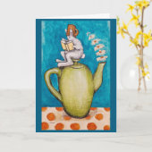 Rabbit Tea Get Well card カード (黄色い花)
