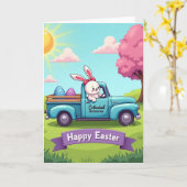 Rabbit Truck Springtime Faux Gold Card カード (黄色い花)
