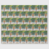 Rabbit Wearing a Floral Print Shirt In Water ラッピングペーパー (フラット)