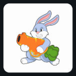 Rabbit with Carrot スクエアシール<br><div class="desc">This design is the perfect gift for a birthday, Christmas and other celebrations. It is suitable for women, men and kids.</div>