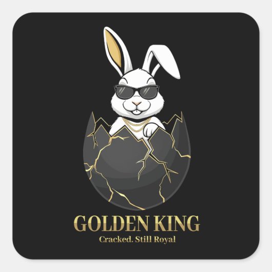 Rabbit with cool glasses, Gold, cracked, royal スクエアシール (正面)