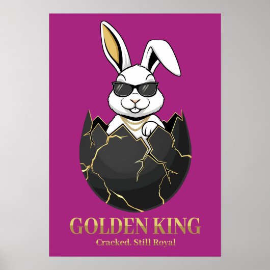 Rabbit with cool glasses, Gold, cracked, royal ポスター (正面)