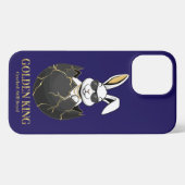 Rabbit with cool glasses, Gold, cracked, royal iPhoneケース (裏面横)