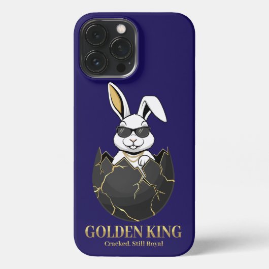 Rabbit with cool glasses, Gold, cracked, royal iPhoneケース (裏面)