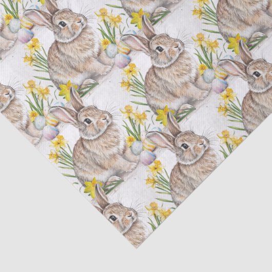 Rabbit with Daffodils All-Over Print 薄葉紙 (詳細)