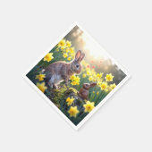 Rabbit with Daffodils for Chocolate Easter Bunny スタンダードカクテルナプキン (角)
