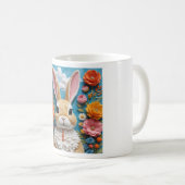 Rabbit with flowers art mug コーヒーマグカップ (正面右)