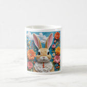 Rabbit with flowers art mug コーヒーマグカップ (中央)