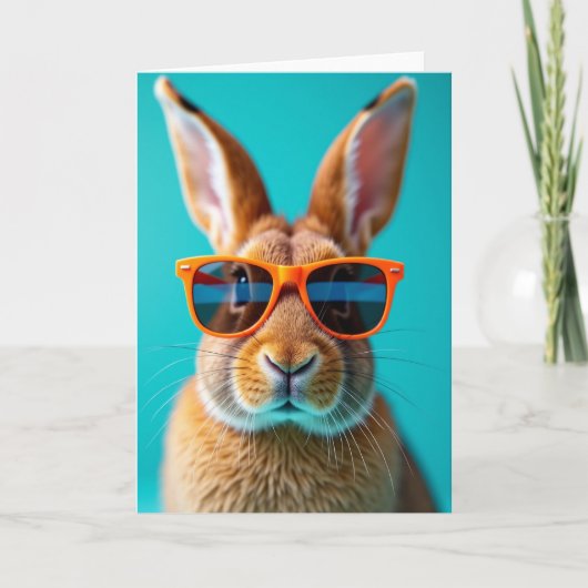 Rabbit With Orange Glasses Card カード (正面)