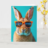 Rabbit With Orange Glasses Card カード (黄色い花)