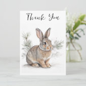 Rabbit with Pine Wildlife Thank You Card サンキューカード (スタンド正面)