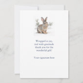 Rabbit with Pine Wildlife Thank You Card サンキューカード (裏面)