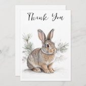 Rabbit with Pine Wildlife Thank You Card サンキューカード (正面/裏面)