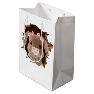 Rabbit with pracible ミディアムペーパーバッグ