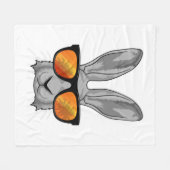 Rabbit with Sunglasses フリースブランケット (正面(横))