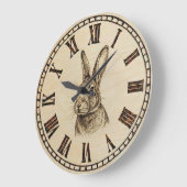 Rabbit Wooden Wall Clock ラージ壁時計 (傾斜)