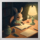 Rabbit's 書 at Desk - ポスター (正面)