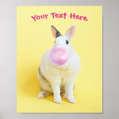 Rabbit's Bubble 吹 Gum Bubblesメッセージまたは名前 ポスター (正面)