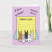 Rabbits Reading About Rabbit Care: Lavender Blank カード (正面)