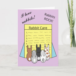 Rabbits Reading About Rabbit Care: Lavender Blank カード