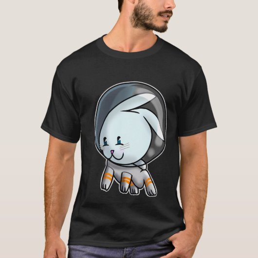 Rabbitstronaut – ウサギ宇宙飛行士ピンク tシャツ (正面)