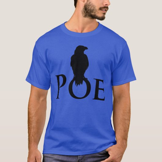 Rabe auf dem Schriftzug POE Tシャツ (正面)