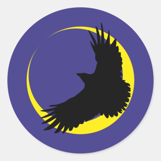 Rabe Mond Halbmond raven moon crescent ラウンドシール (正面)