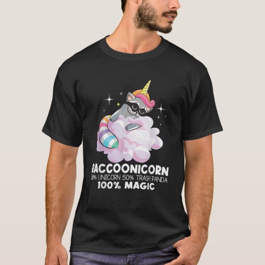 Raccoicorn Unicornゴミ箱パンダラクーンおもしろい値リスト Tシャツ (正面)