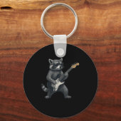 Raccoonの遊ギターロックとロールギフトの男性Wome キーホルダー (正面)