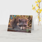 Raccoonハッピーバースデーカード カード (黄色い花)